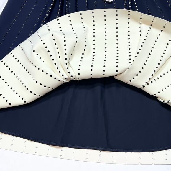 Dion Lee Embellished Perforated Pleated Skirt US 8 Blue Polyester Zipper 2016 - Picture 8 of 16